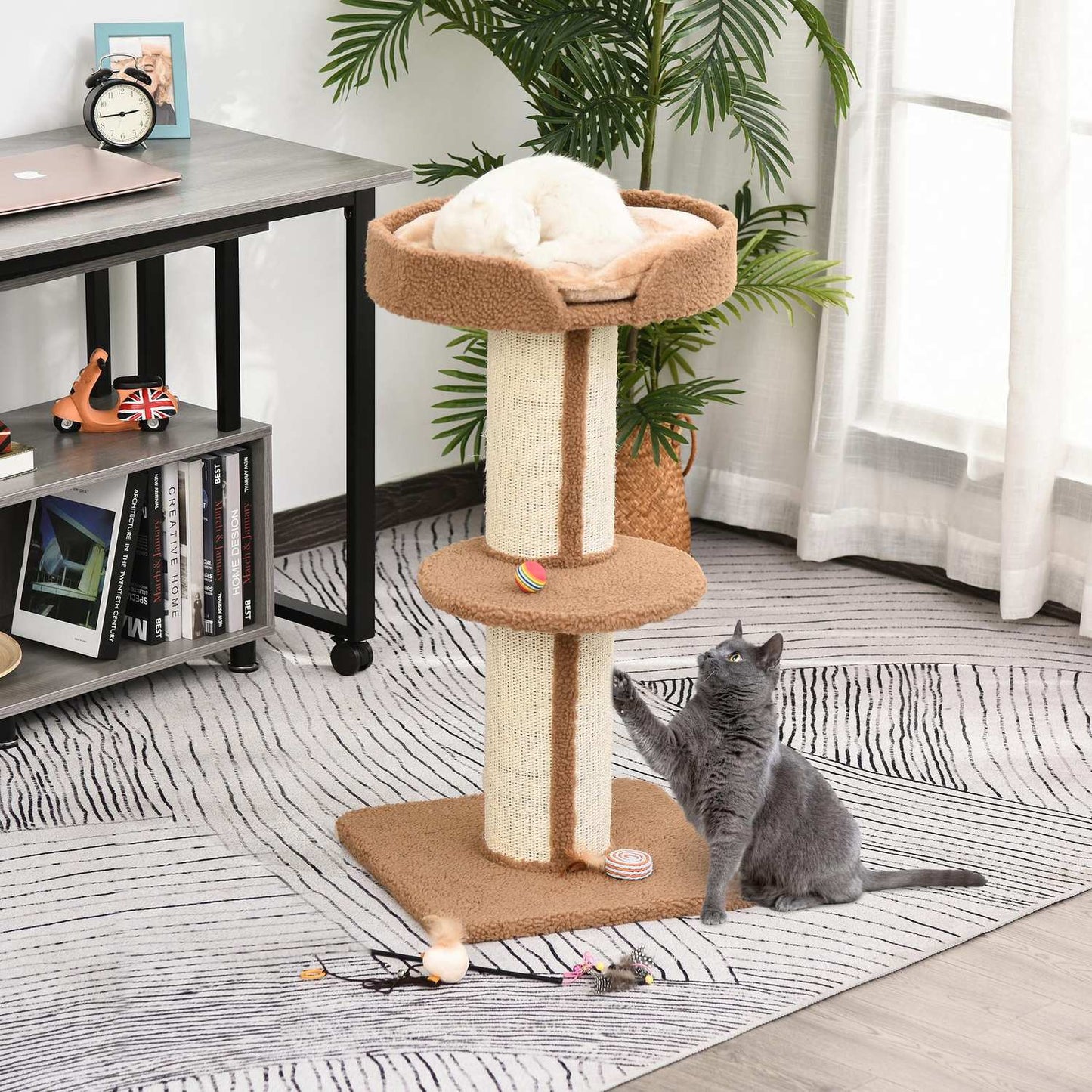 Cat scratching tree with removable cushions, sisal, 45x45x91cm