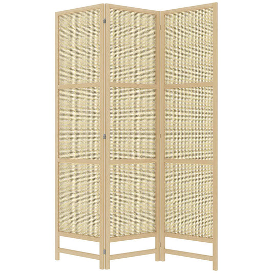 Foldable 3-panel rattan room divider - 135x180 cm Privacy screen