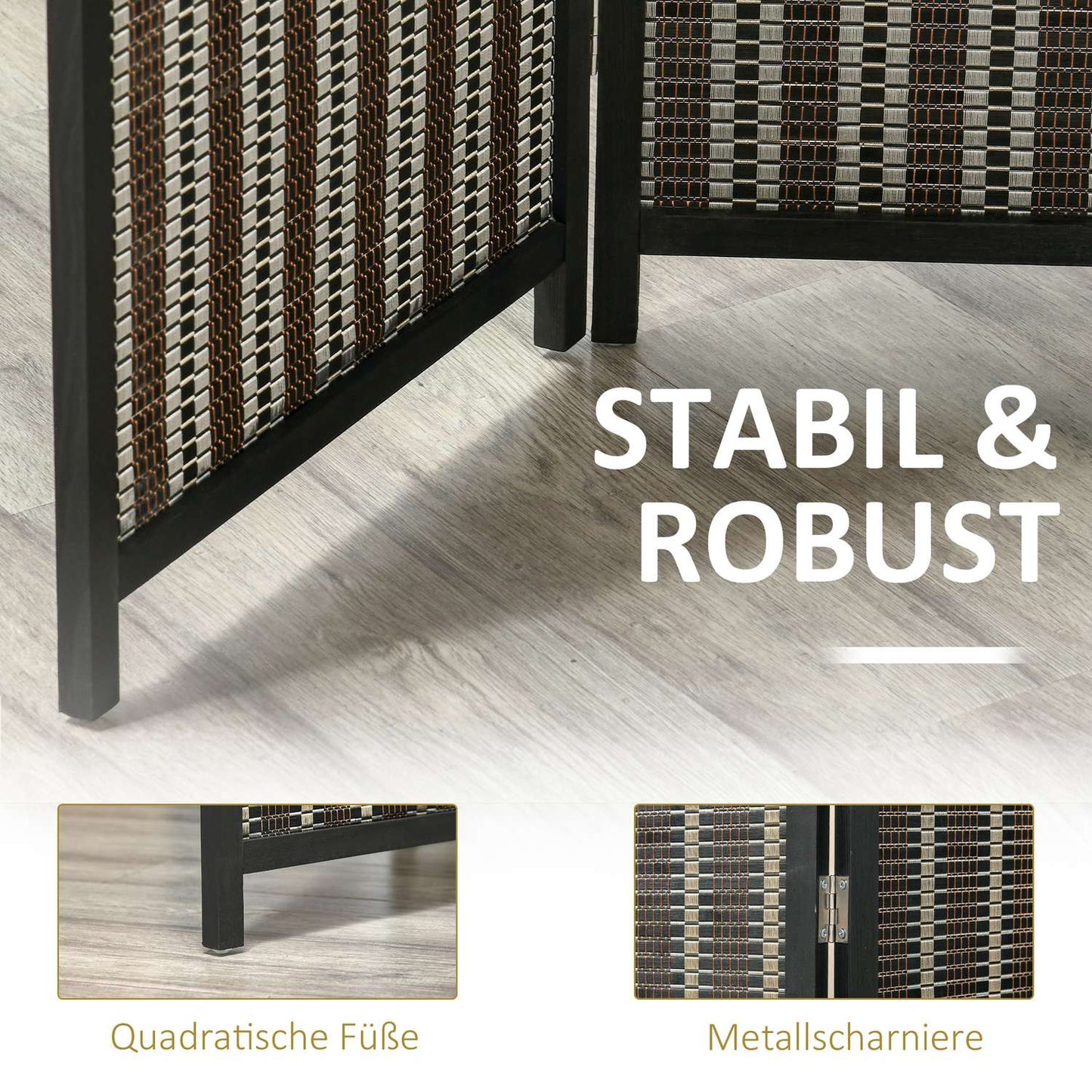 Bamboo room divider, 4-panel, 180x180 cm, Foldable Brown