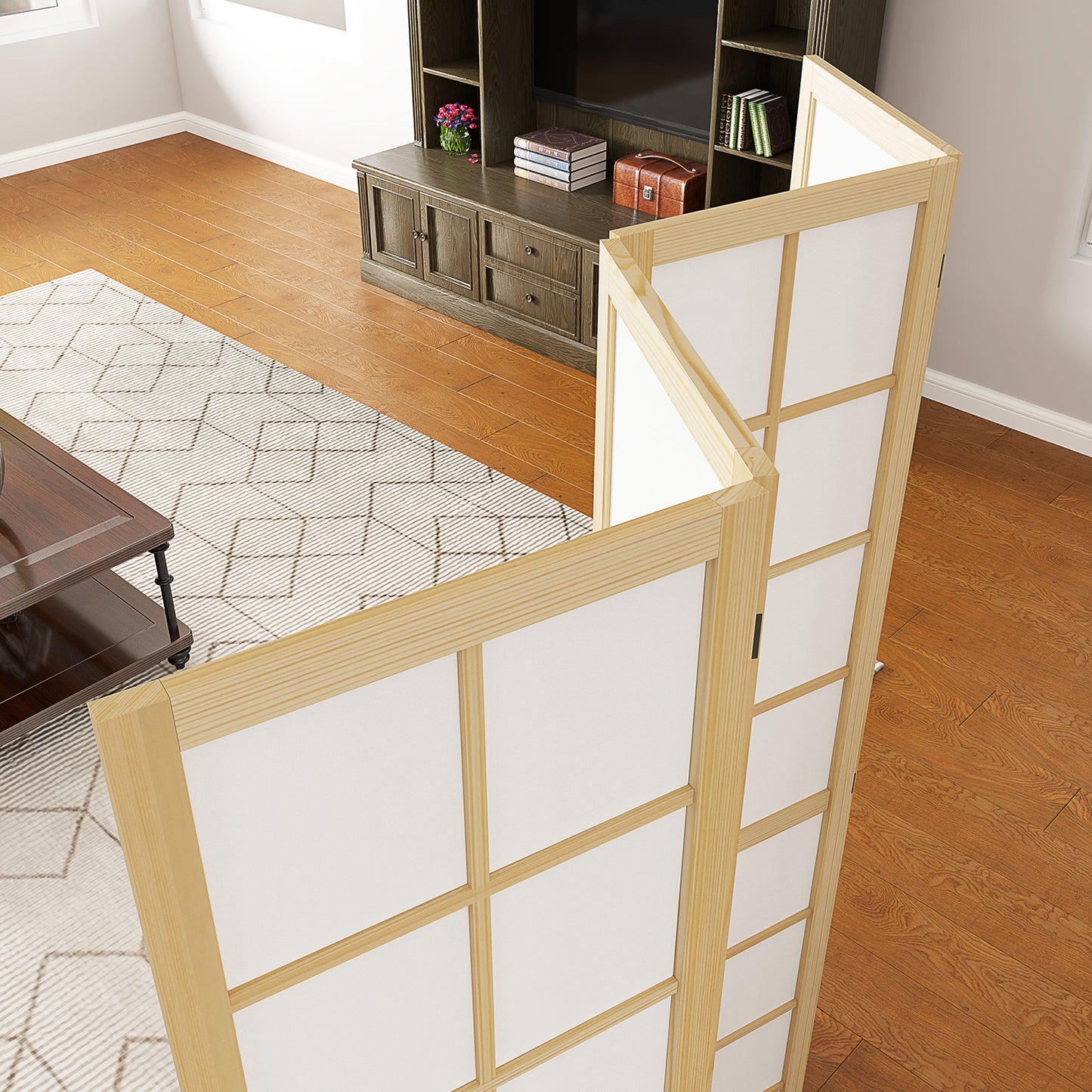 Foldable Room Divider Privacy Screen, Natural - 160x170 cm