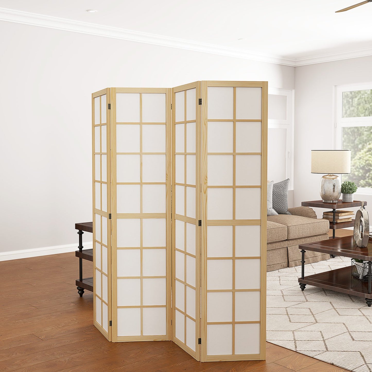 Foldable Room Divider Privacy Screen, Natural - 160x170 cm