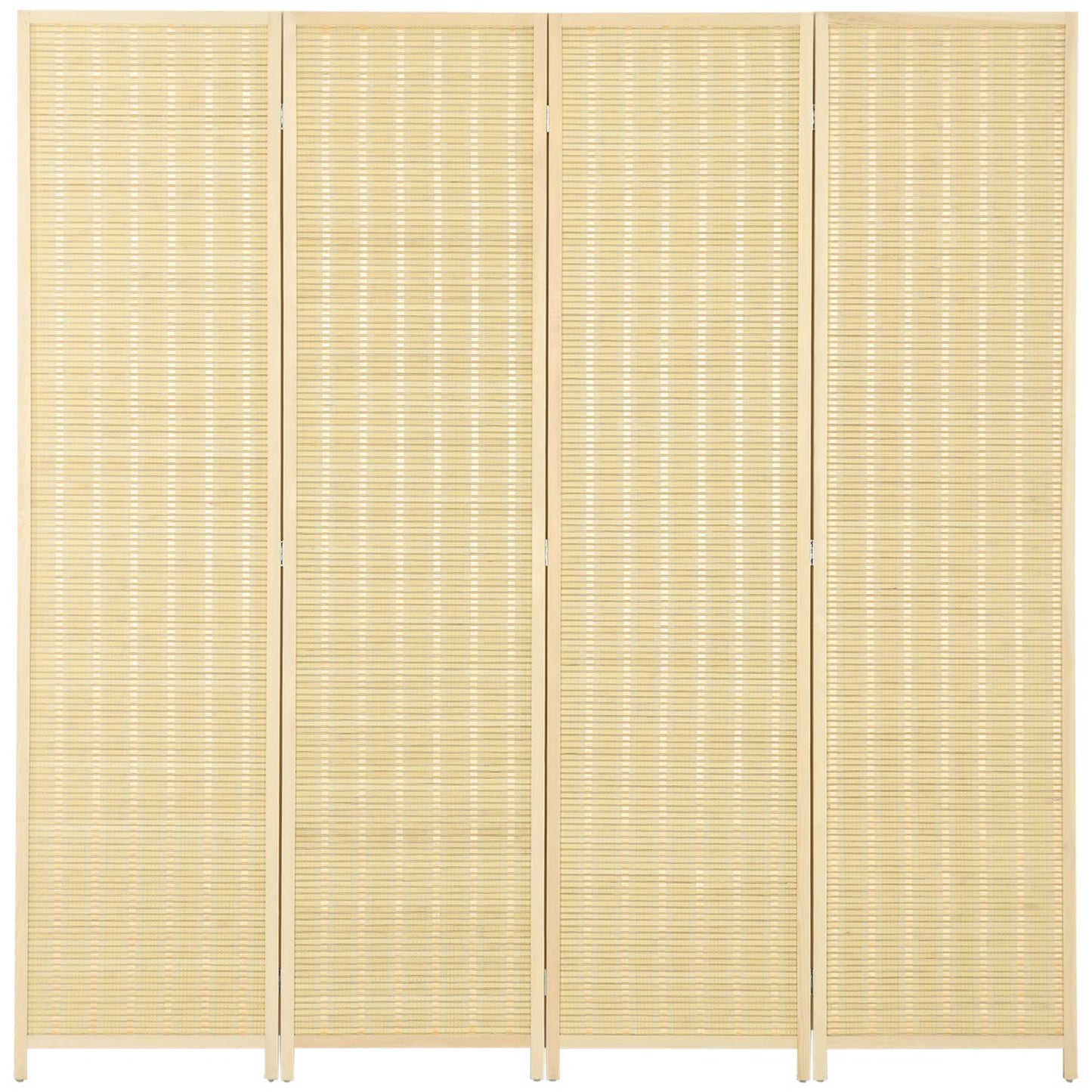 Bamboo room divider, foldable privacy screen, natural 180x180 cm