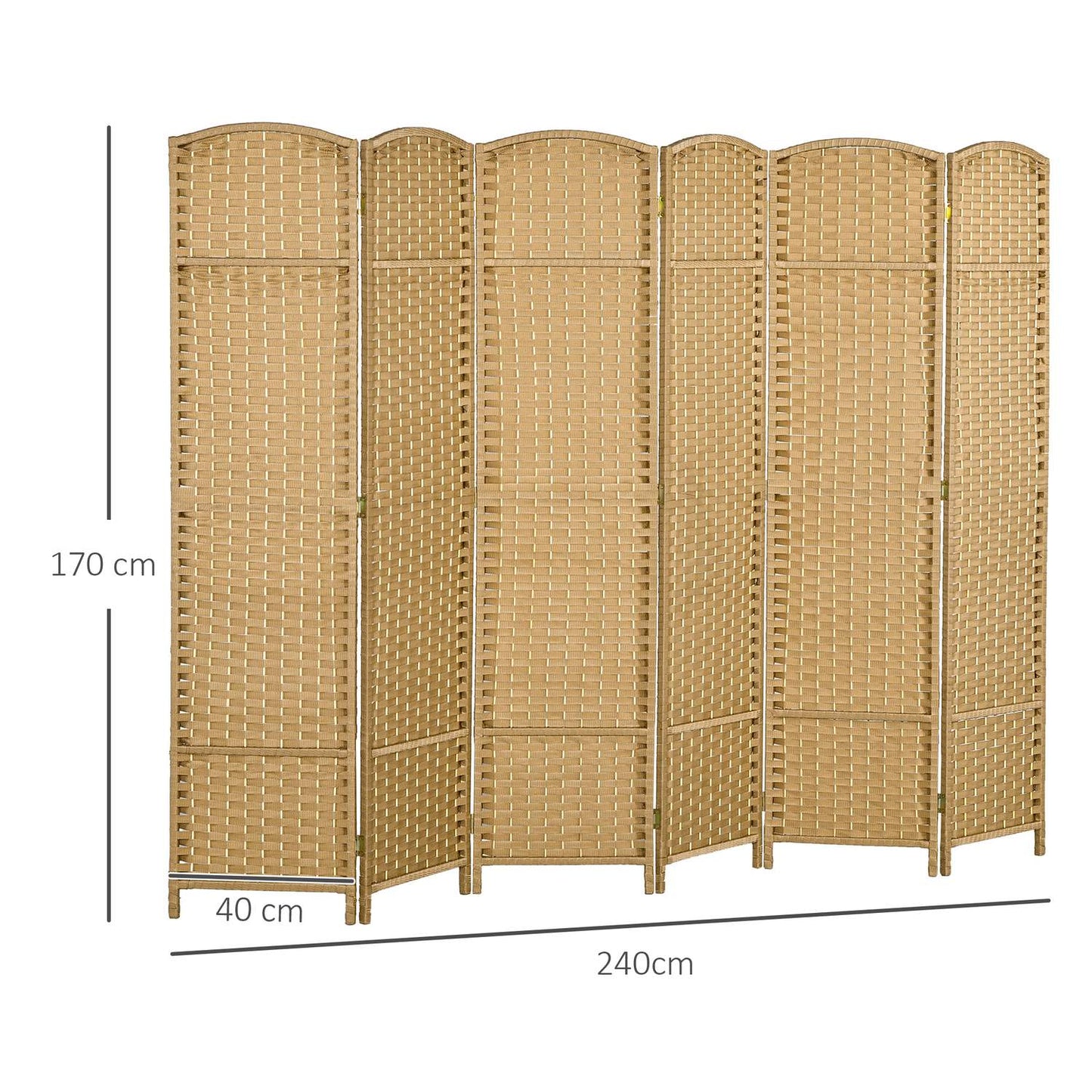 Bamboo Room Divider 6 Panel Natural Folding Privacy Screen