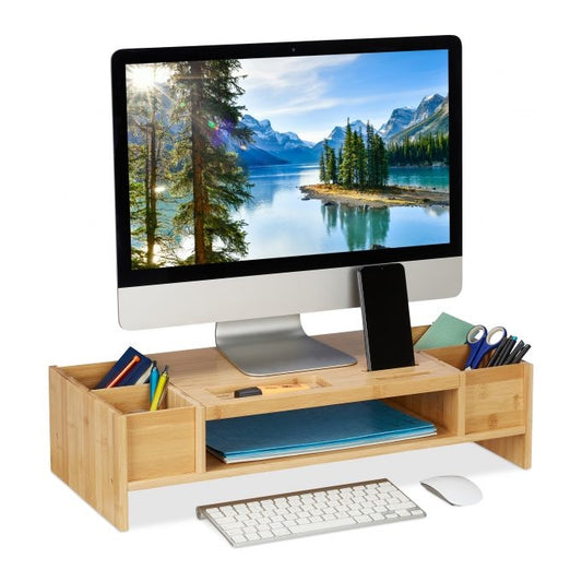 Screen stand and desk storage