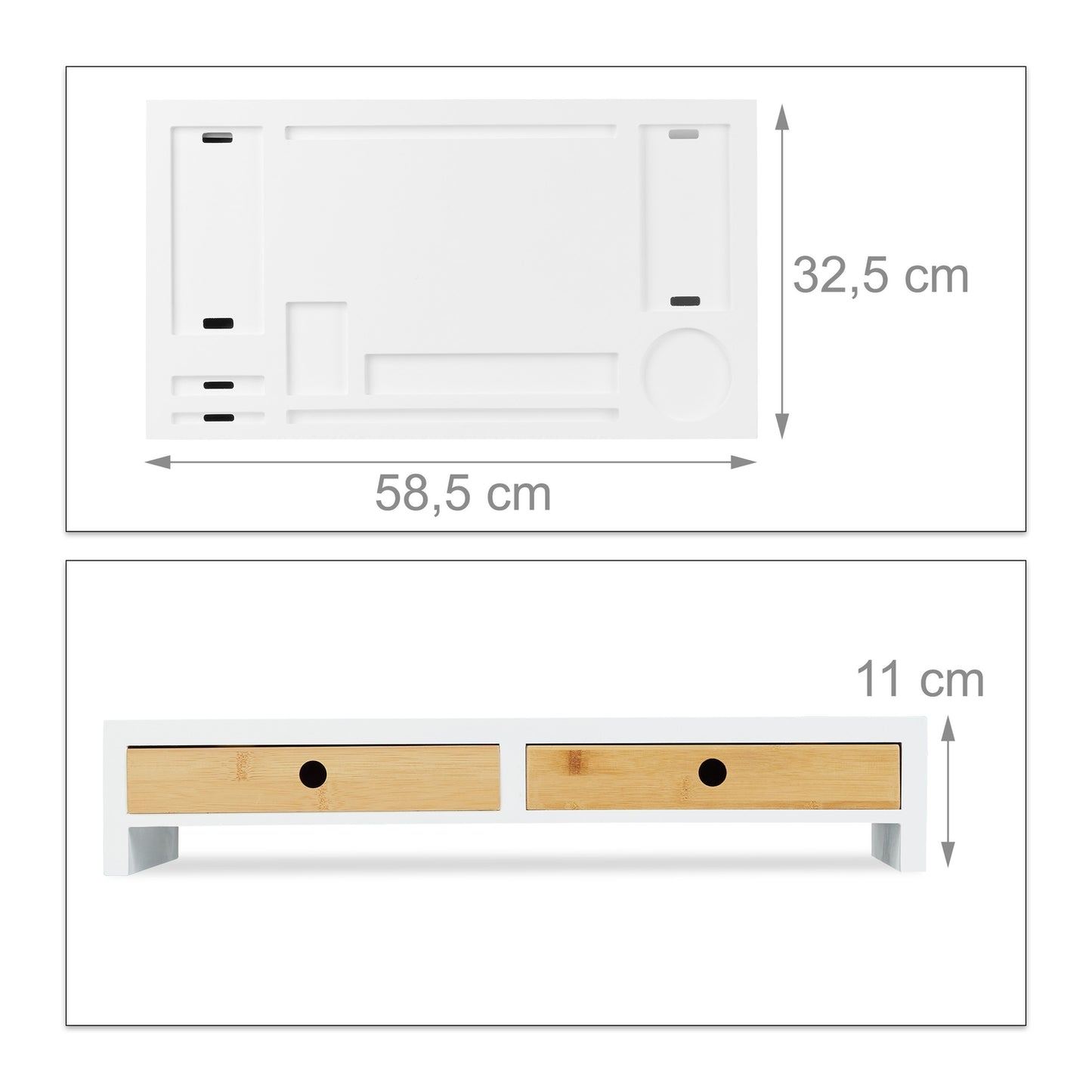 Screen stand and desk storage