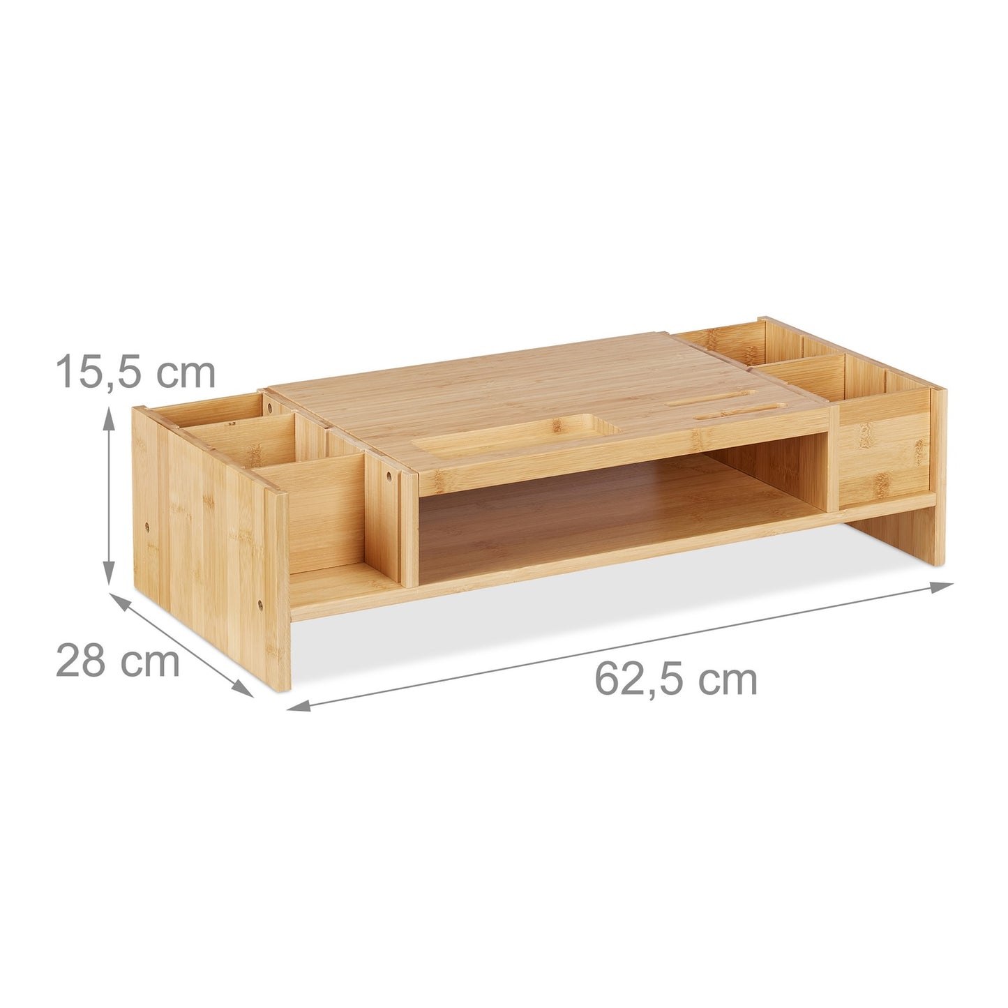 Screen stand and desk storage