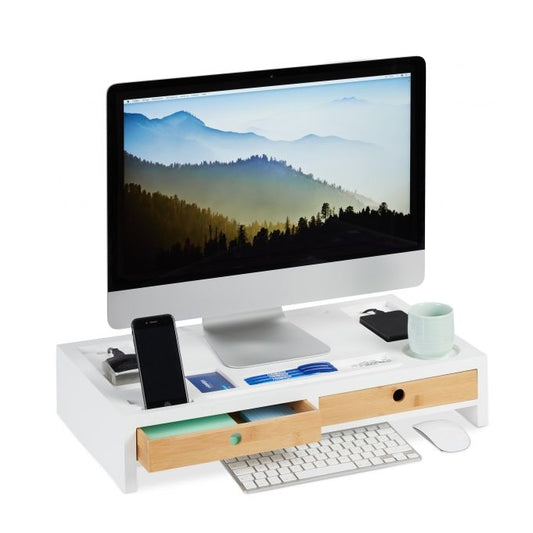Screen stand and desk storage