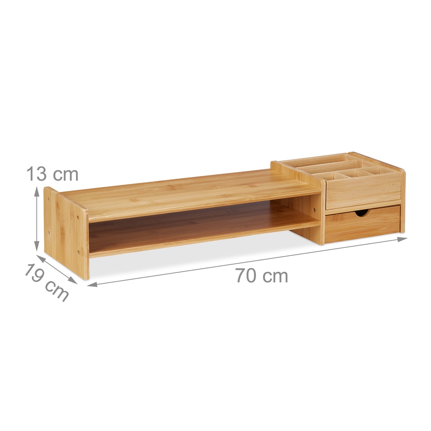 Screen stand and desk storage