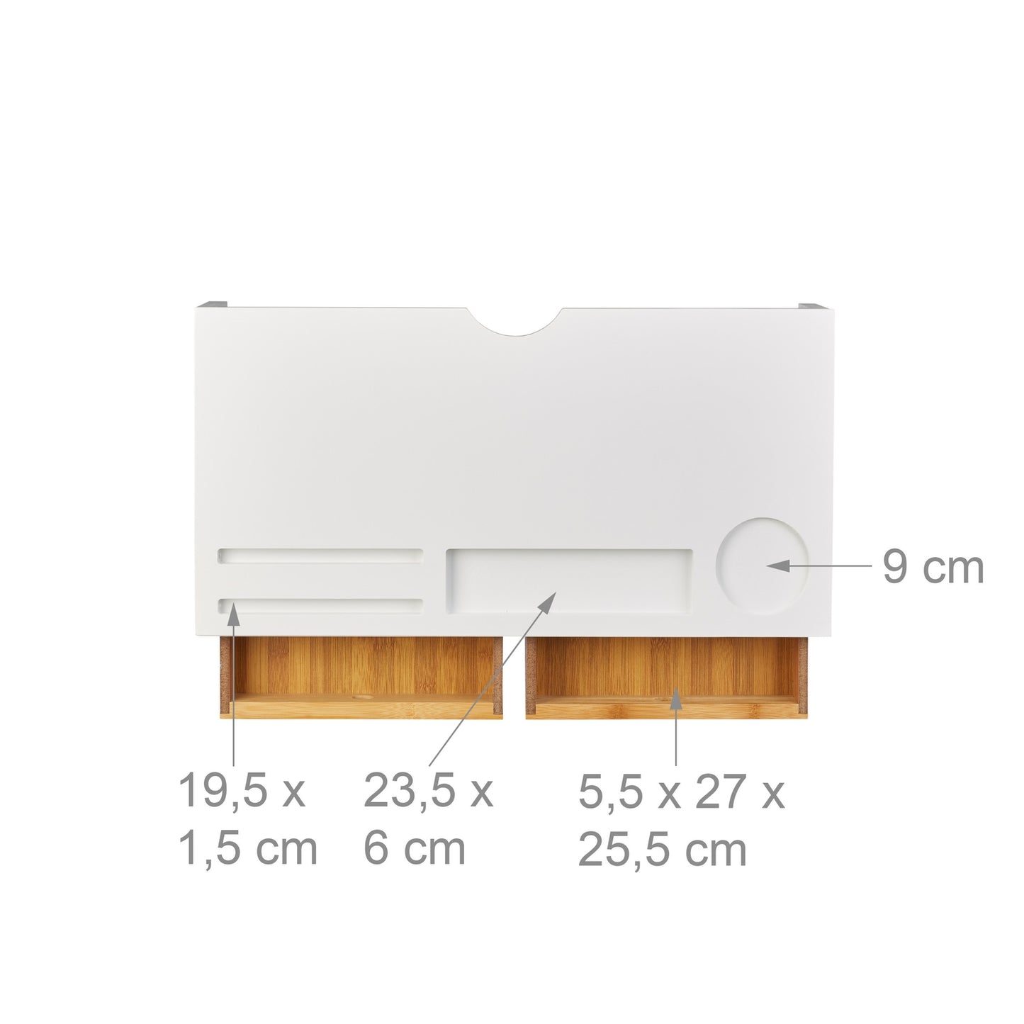 Screen stand with 2 drawers in white