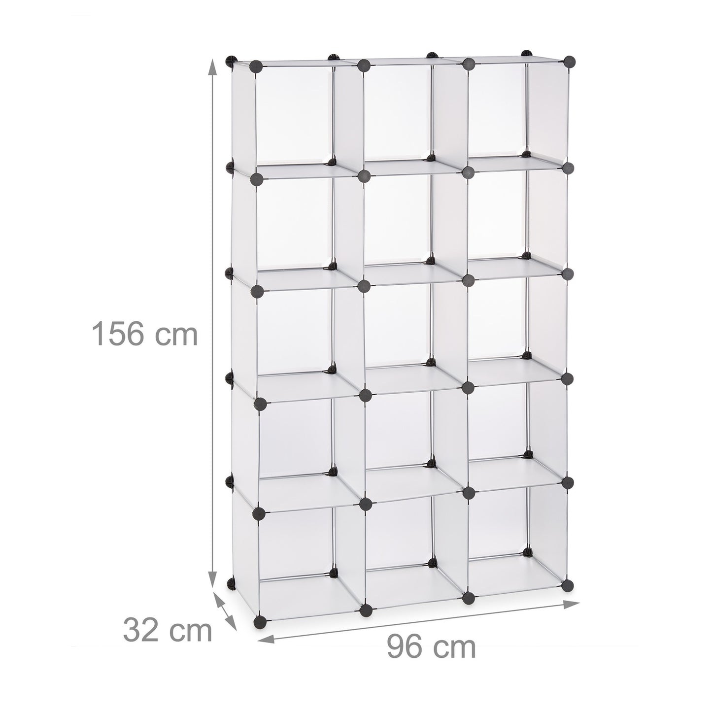 Screwless plastic shelves with 15 compartments