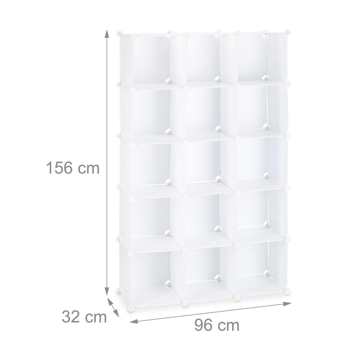 Screwless plastic shelves with 15 compartments
