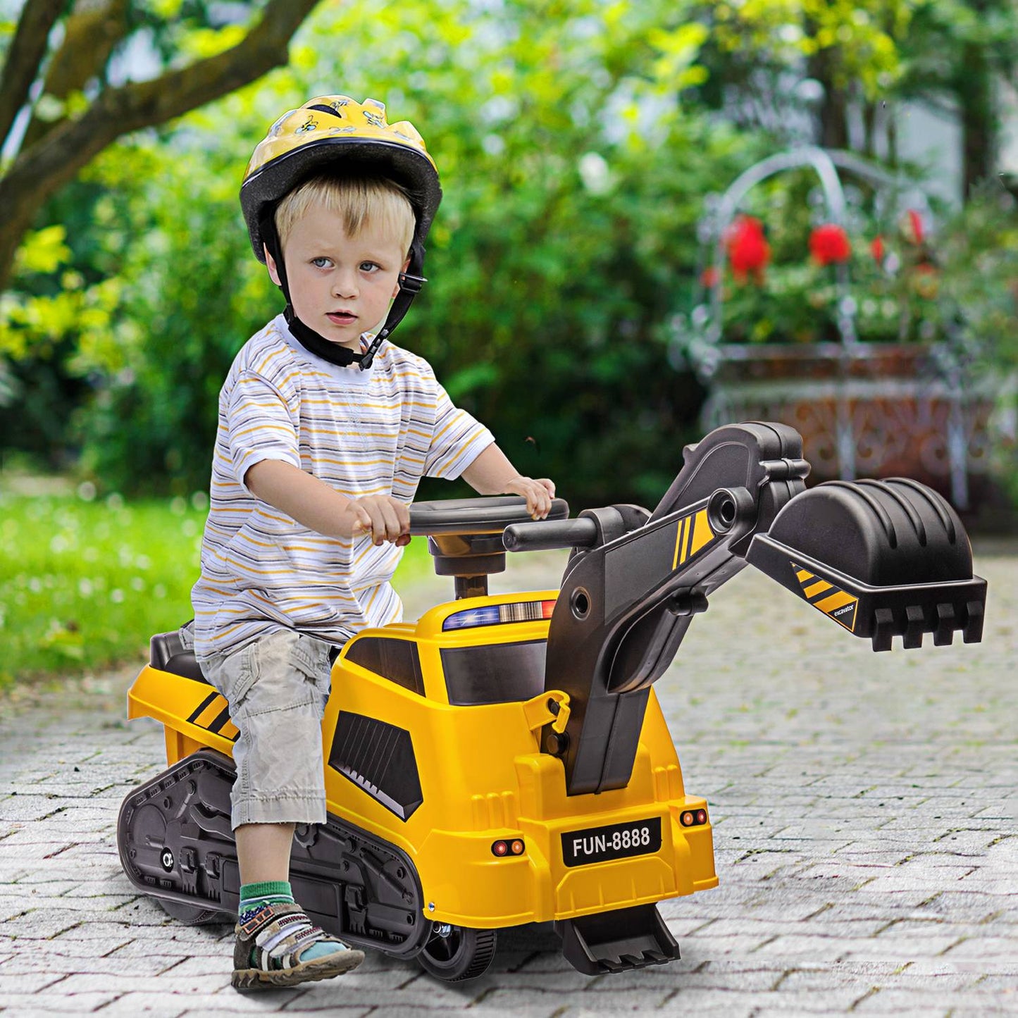 3-in-1 rolling excavator toy with music for ages 1.5-4