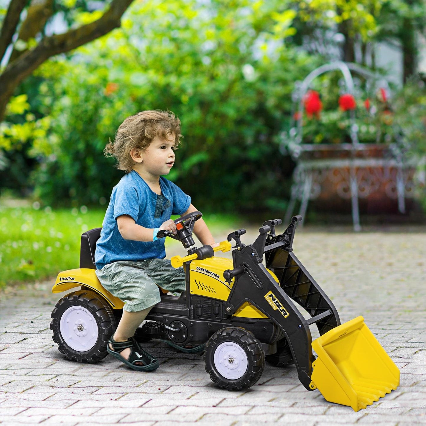 Ride-on excavator with shovel for children, 114x41x54 cm