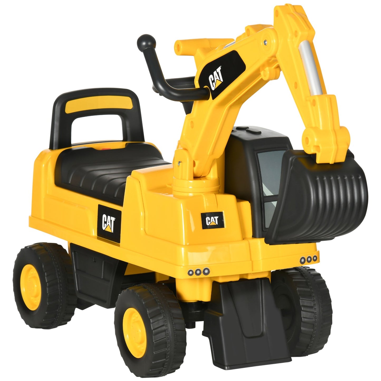 Riding excavator toy with shovel and horn, 12 months+, yellow