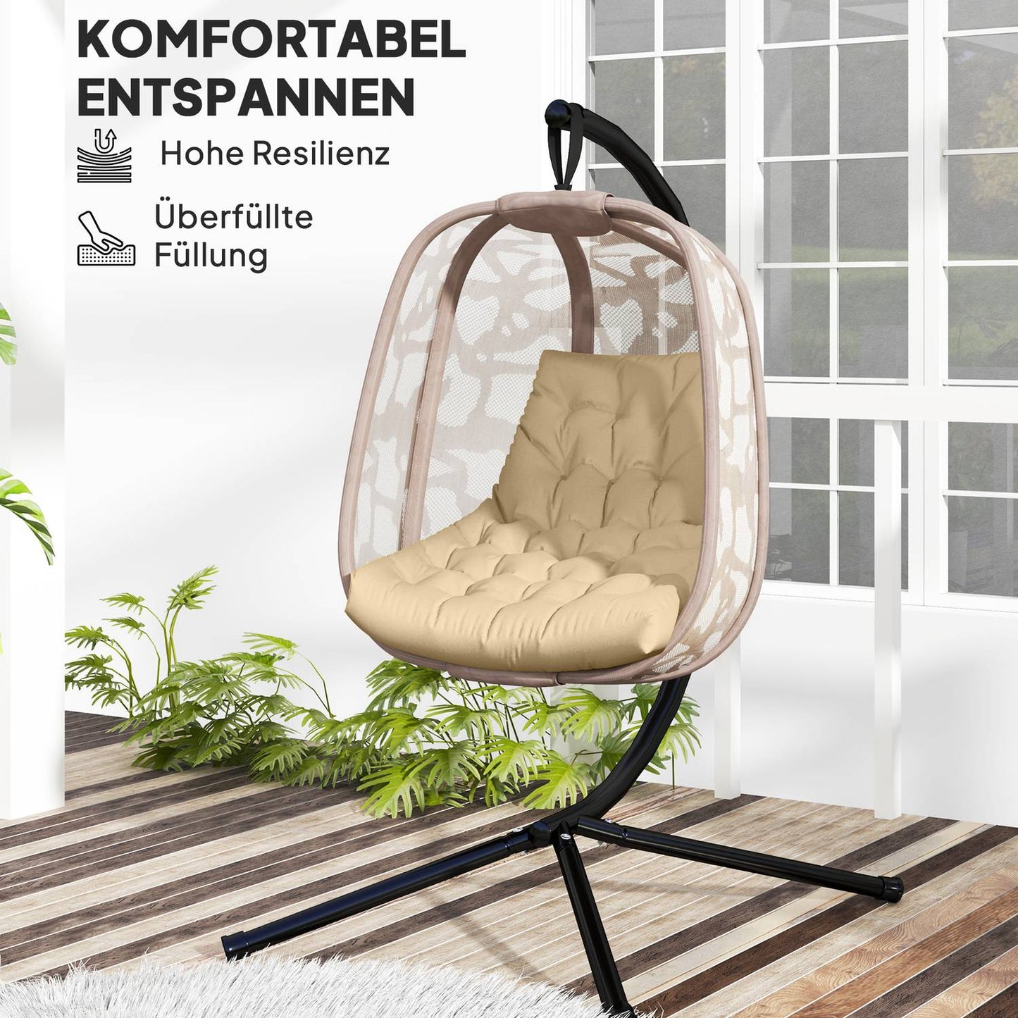 Beige water-repellent chair Seat cushion with backrest