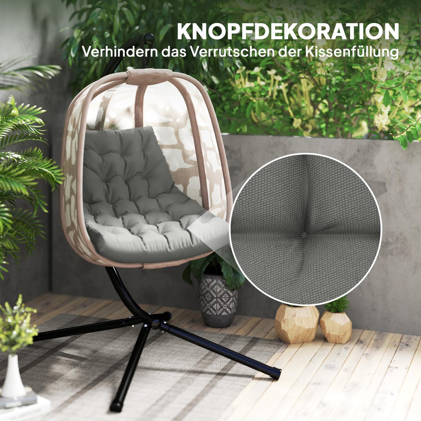 Gray chair cushion with backrest, 120x100 cm, water-repellent