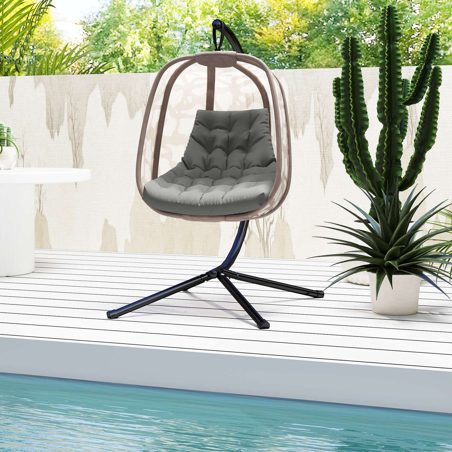 Gray chair cushion with backrest, 120x100 cm, water-repellent