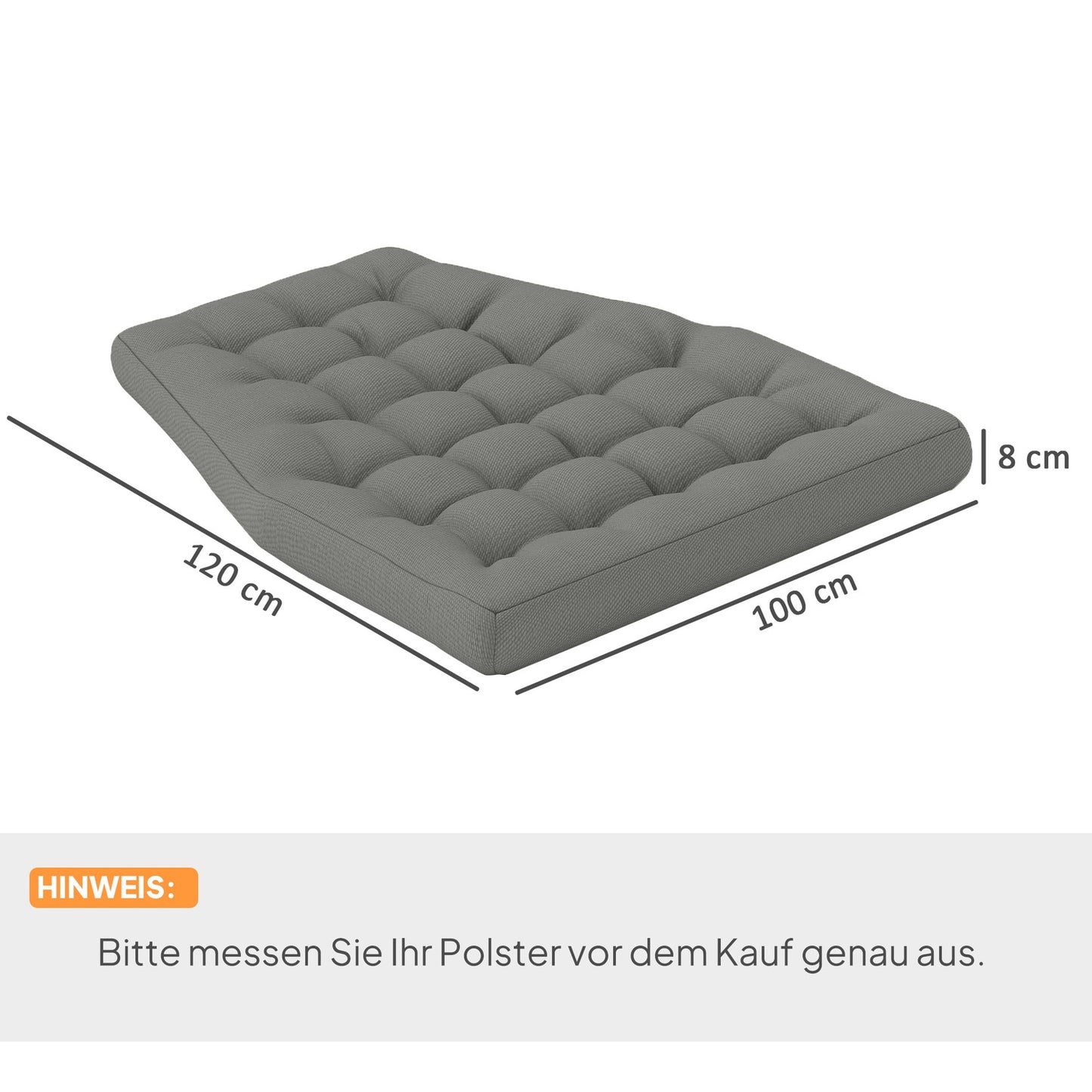 Gray chair cushion with backrest, 120x100 cm, water-repellent