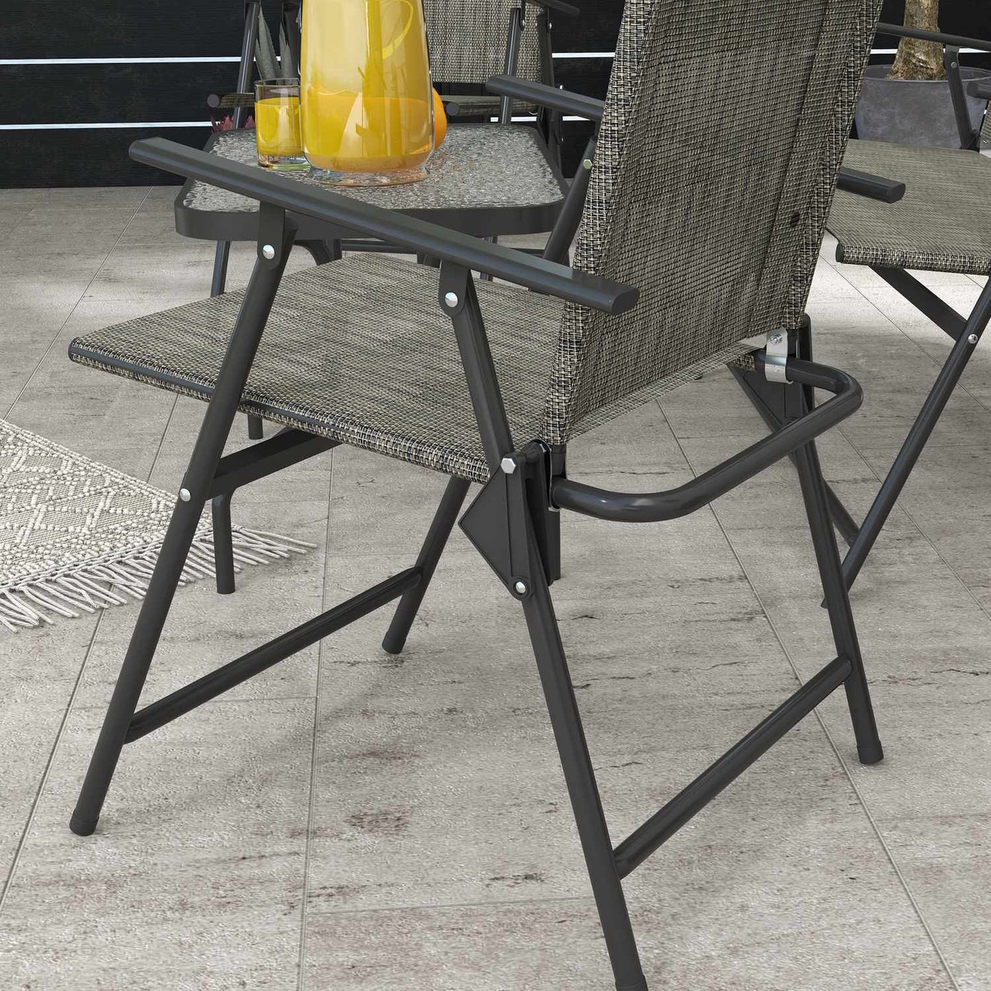 4-piece folding metal garden furniture set, brown
