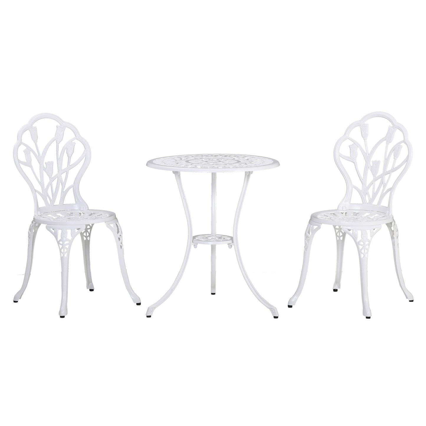 2-person aluminum dining room set with table and chairs, white