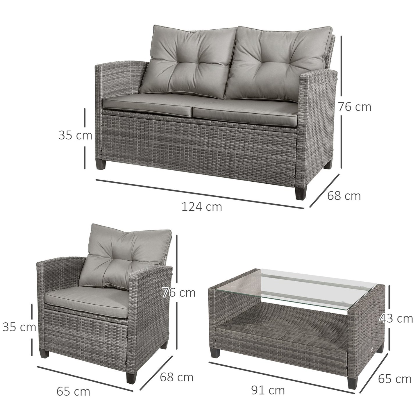 Luxurious gray metal sofa set - complete seating solution