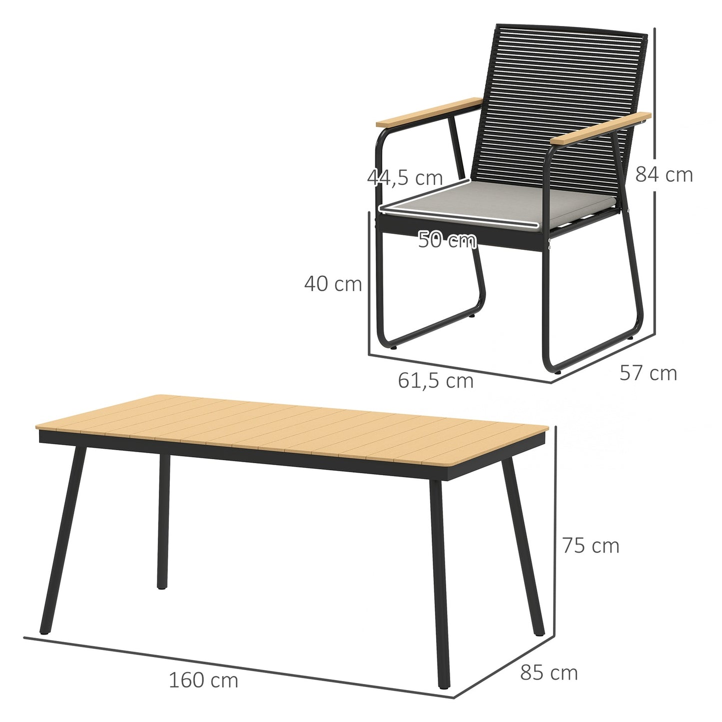 7-piece metal dining set for 6 - indoor/outdoor use