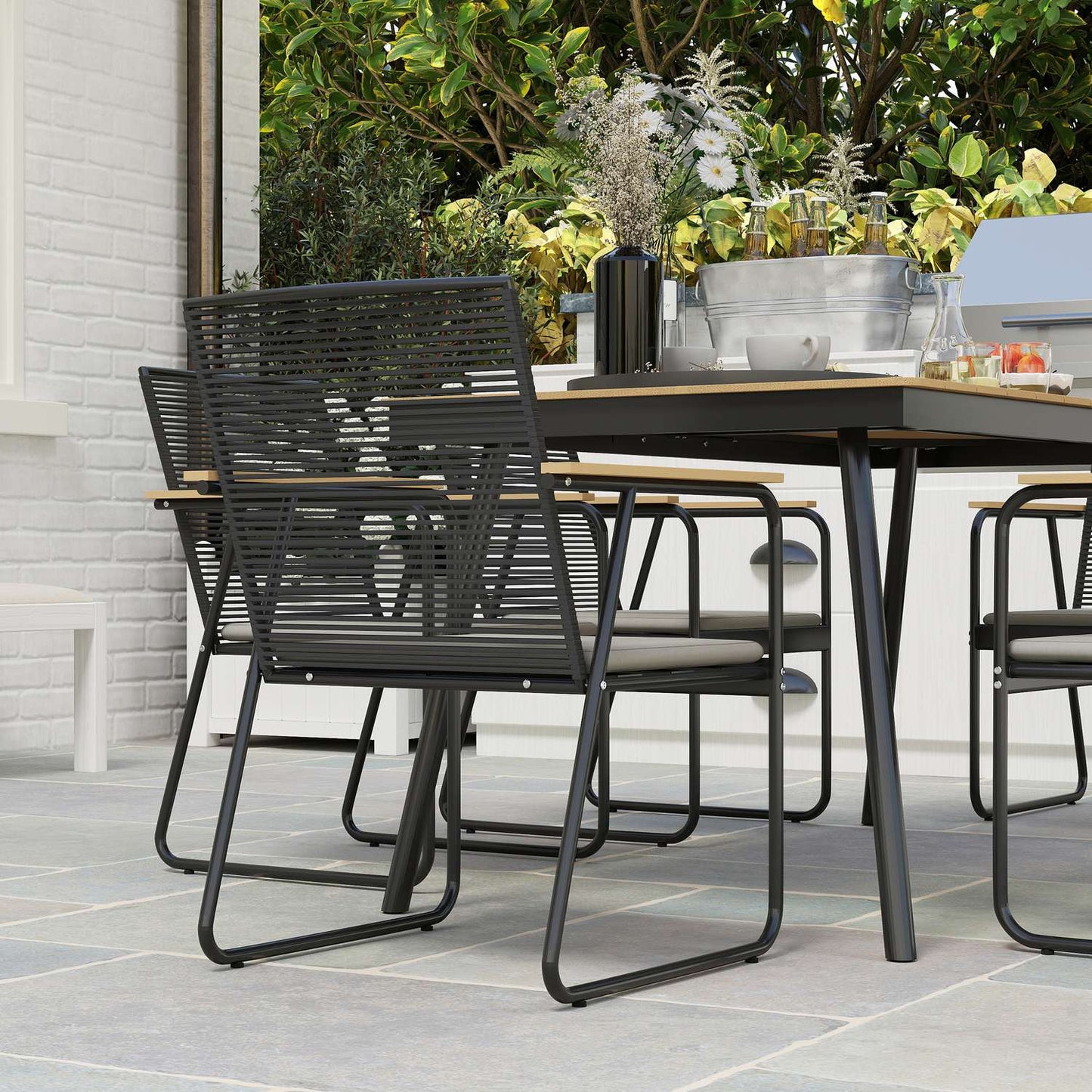 7-piece metal dining set for 6 - indoor/outdoor use