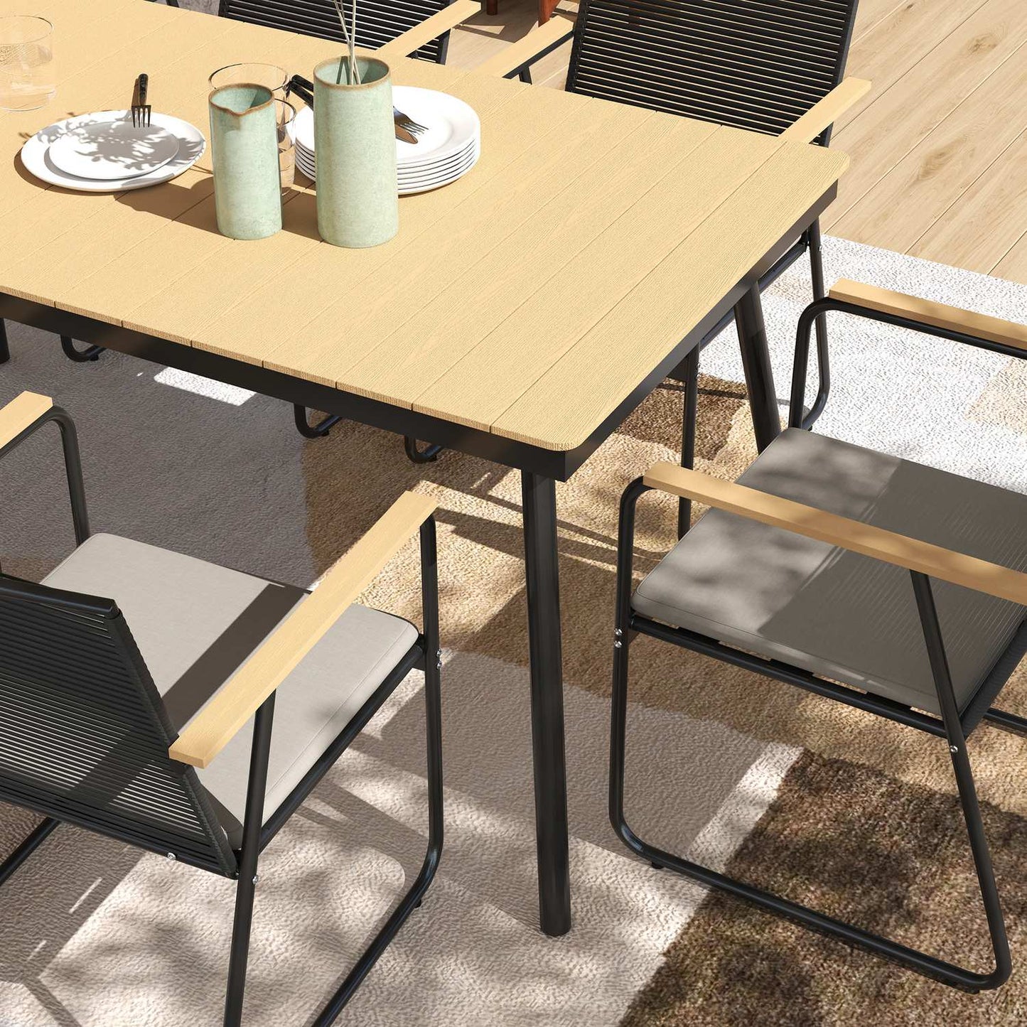 7-piece metal dining set for 6 - indoor/outdoor use