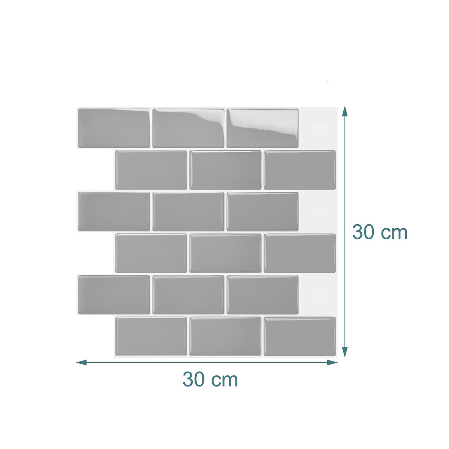 Self-Adhesive 3D Wall Tiles, 30x30 cm, Metro Design