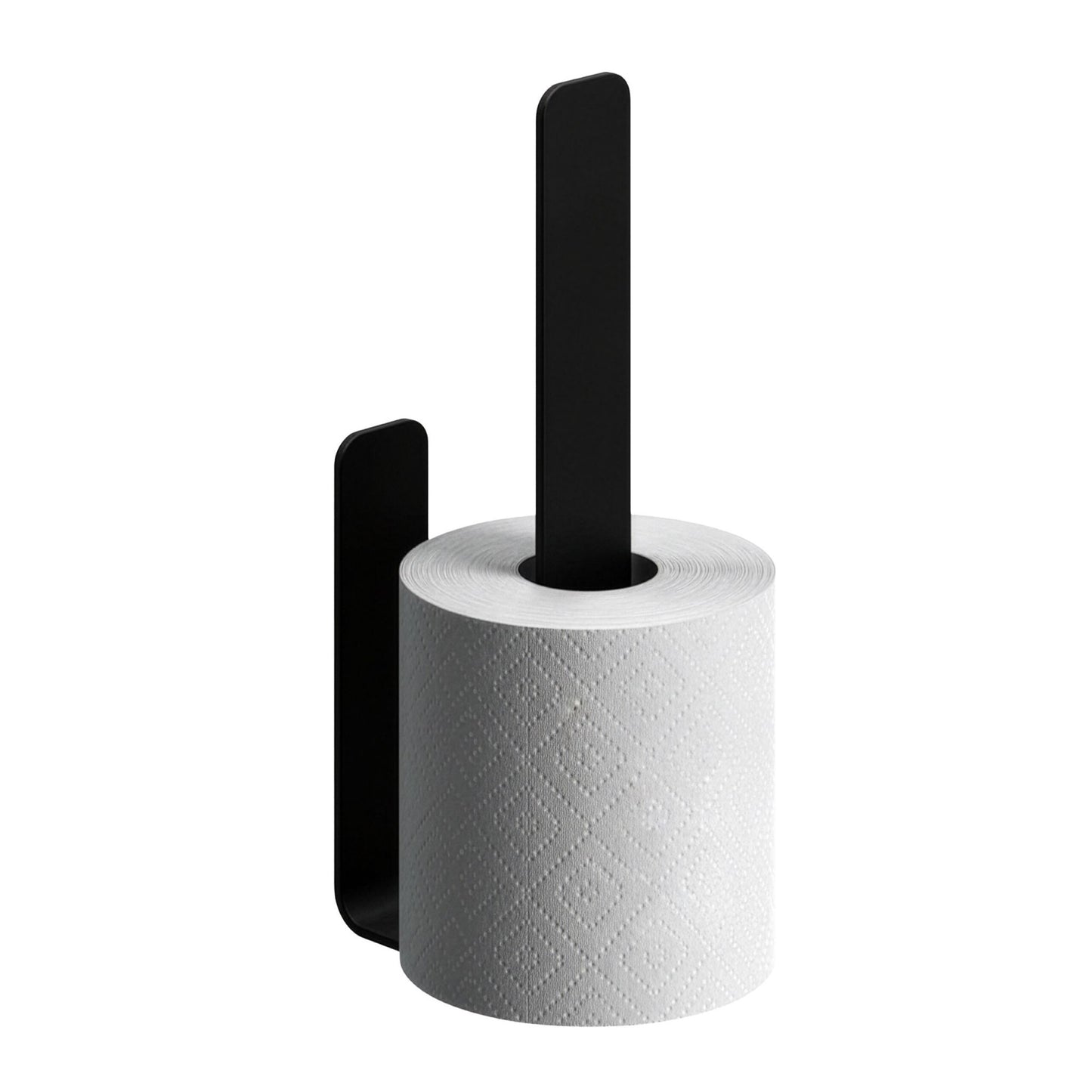 Self-Adhesive Toilet Roll Holder, Matte Black, Holds 2 Rolls