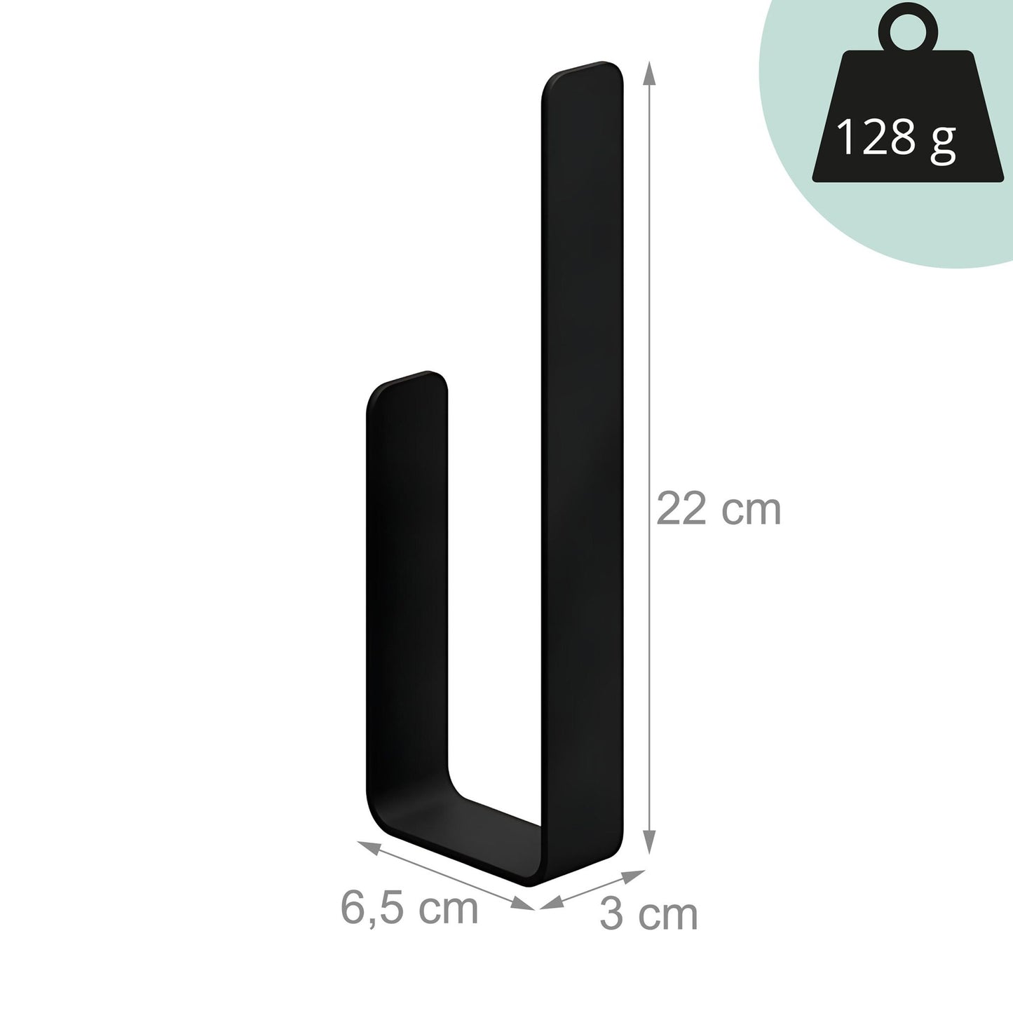 Self-Adhesive Toilet Roll Holder, Matte Black, Holds 2 Rolls