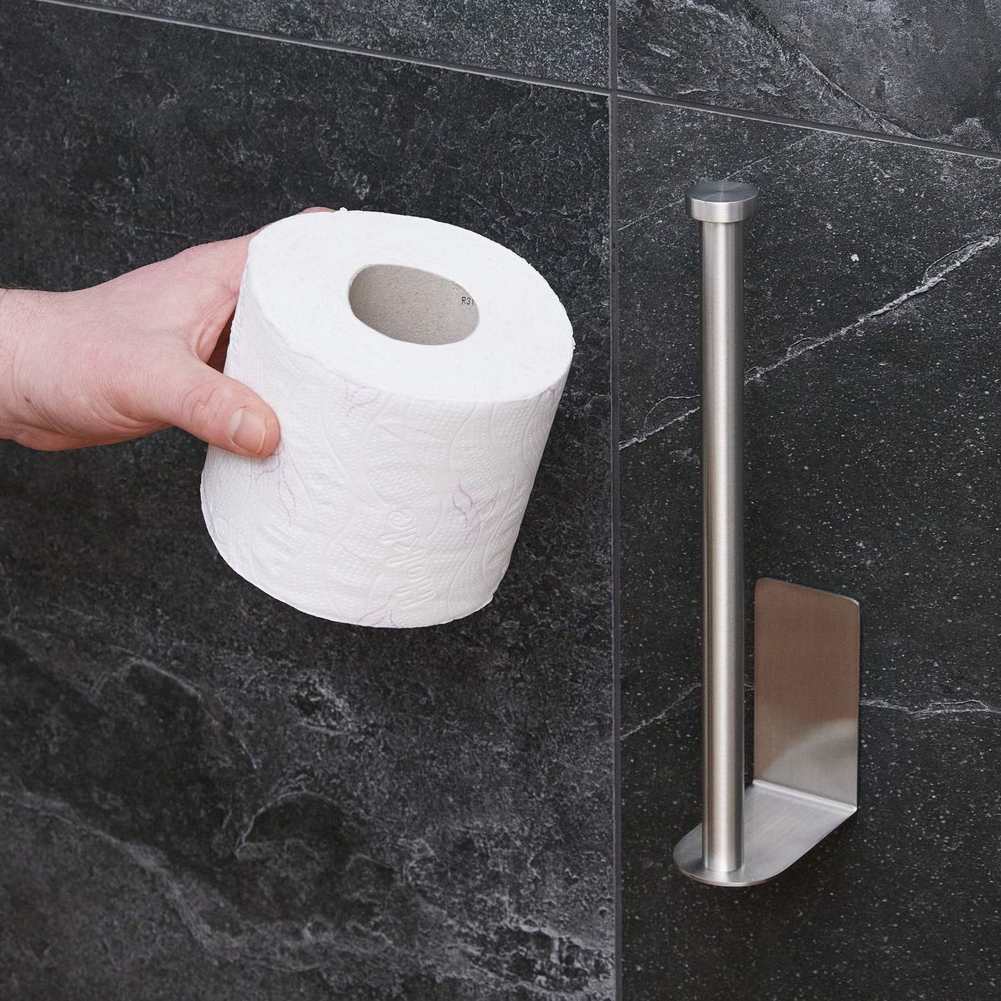 Self-Adhesive Toilet Roll Holder with Spare Roll Storage