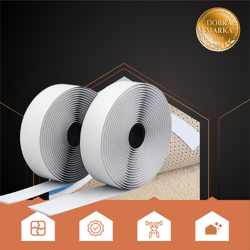 Self-Adhesive Velcro Strip, White, 5m x 2.5cm