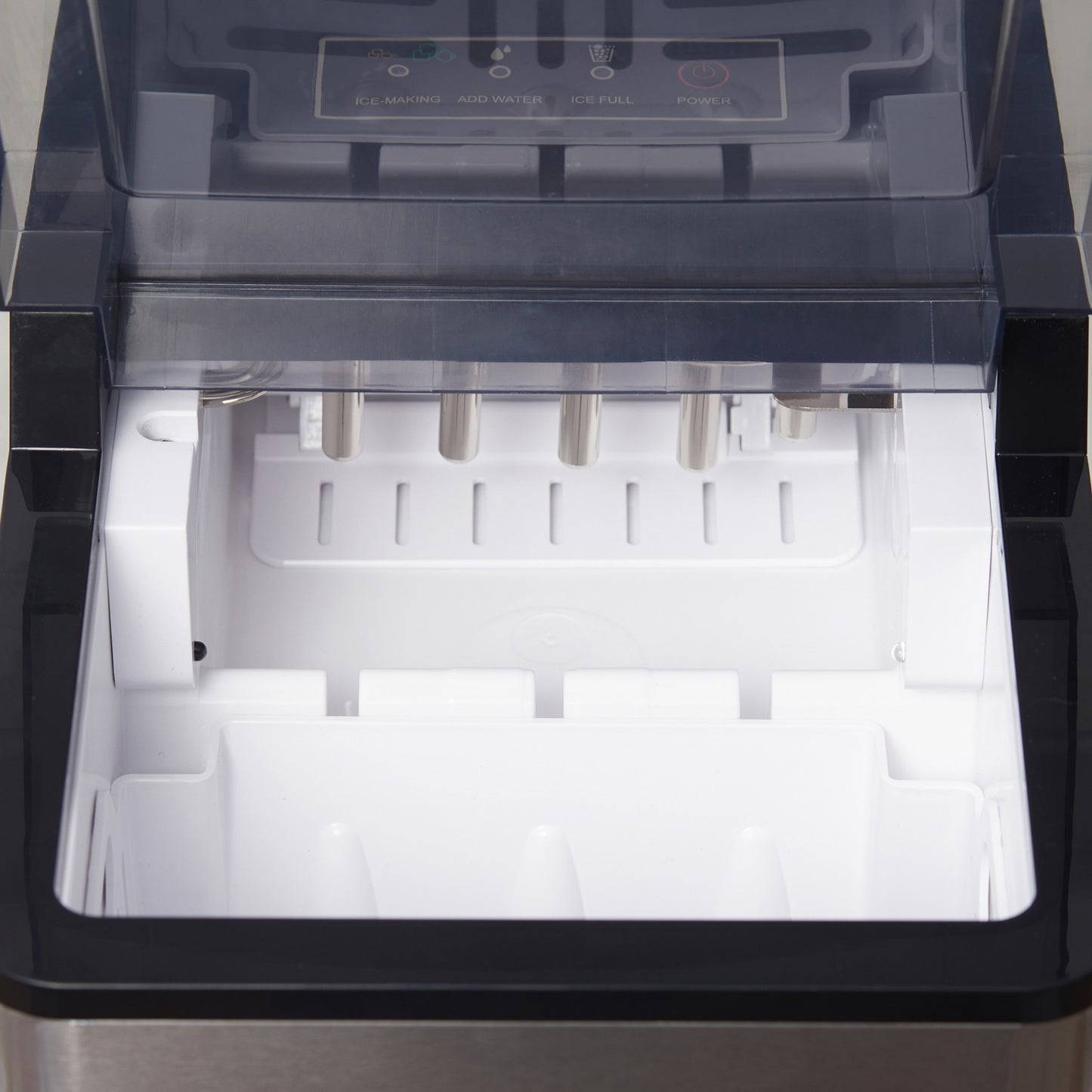 Self-cleaning ice machine, 15 kg/24h, 2 ice sizes, scoop included