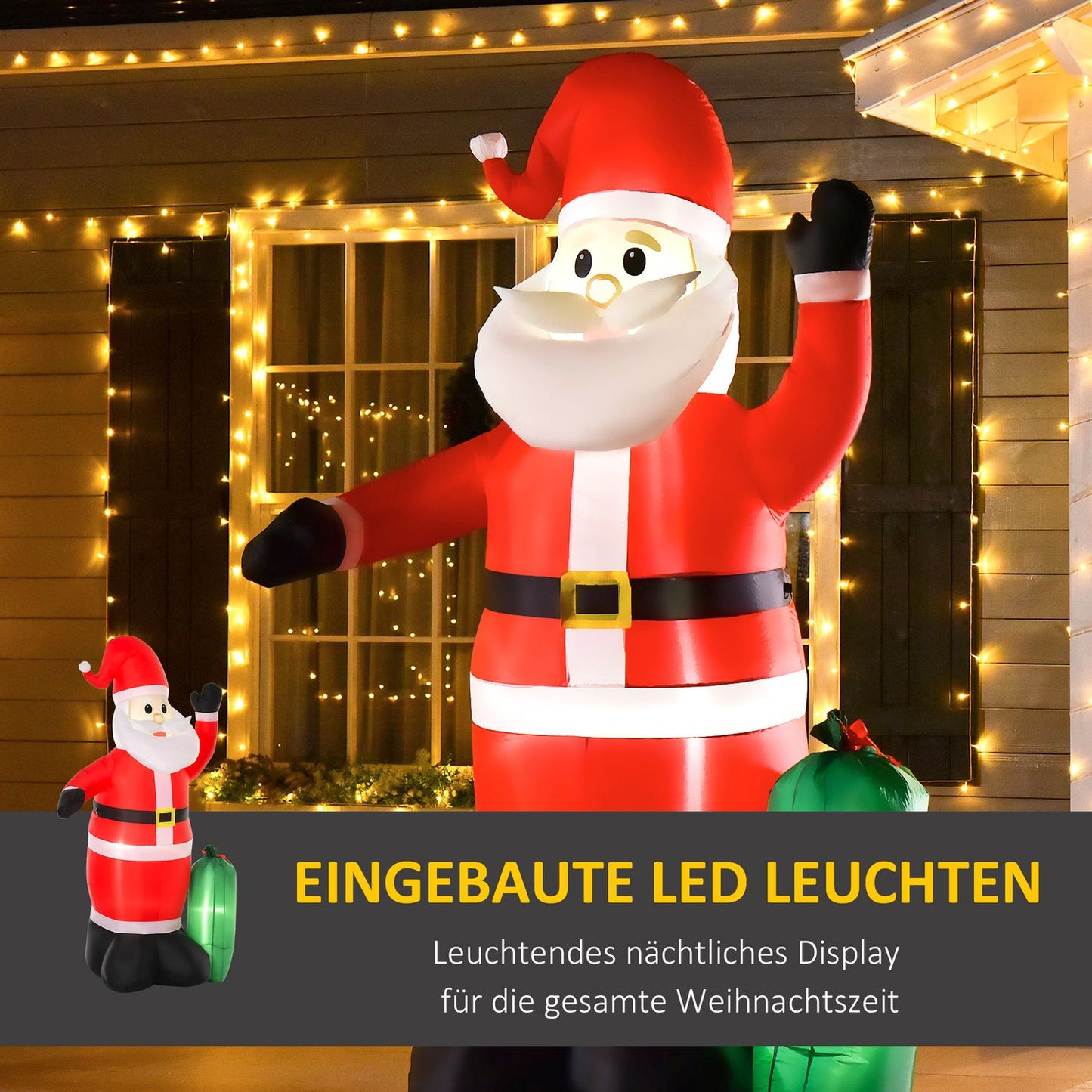 Inflatable Santa Claus decoration With LED light, 148x85x240 cm