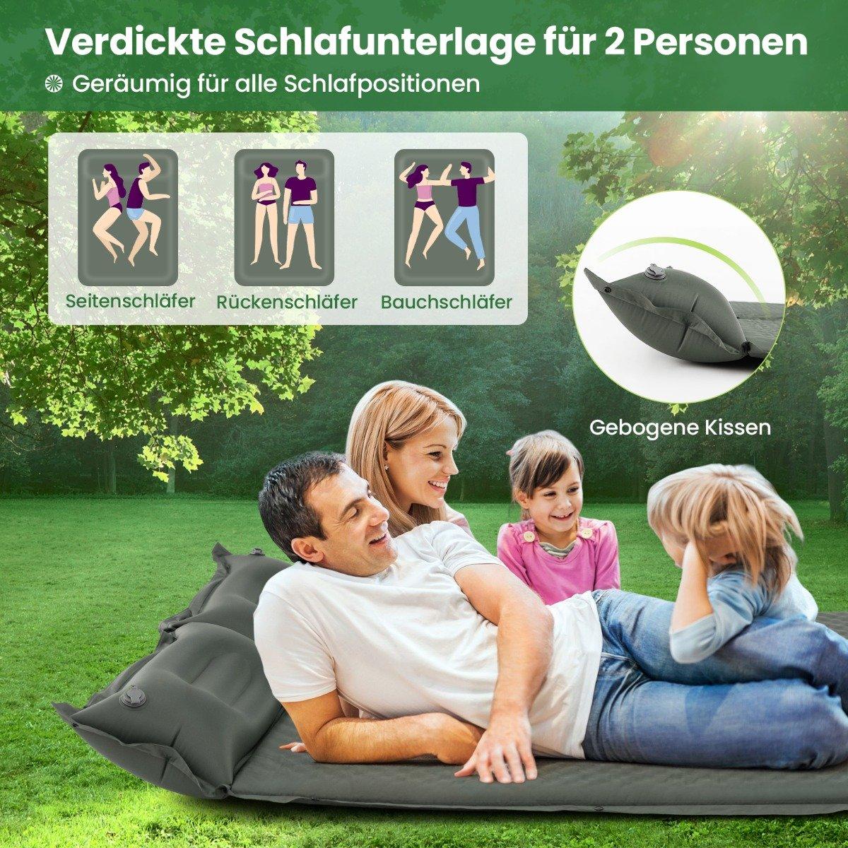 Self-Inflating Camping Mat Comfortable Outdoor Sleeping Mat 186 x 130 x 4cm Green
