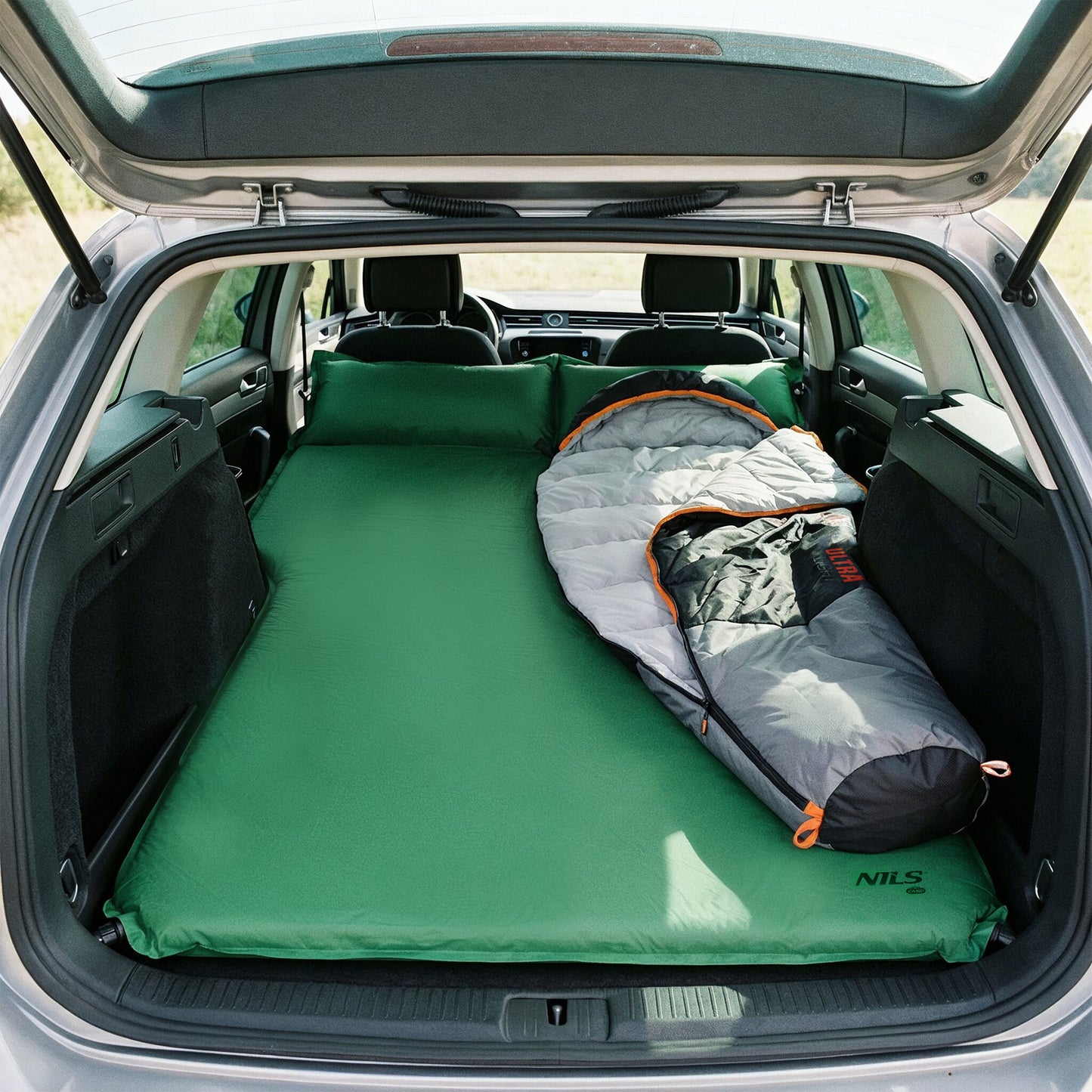 Self-Inflating Car Camping Mat, Green, 188x132x5 cm