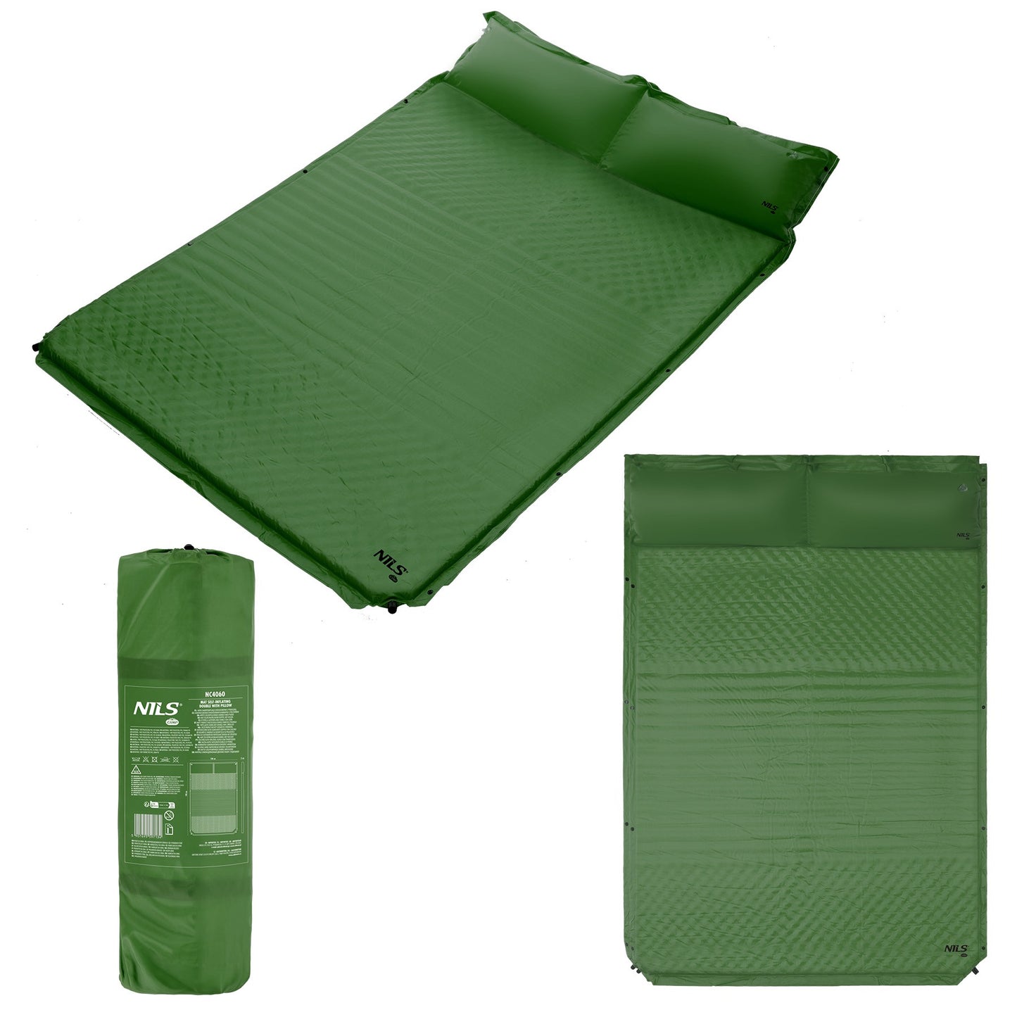 Self-Inflating Double Camping Mat 190x130 cm With Pillow