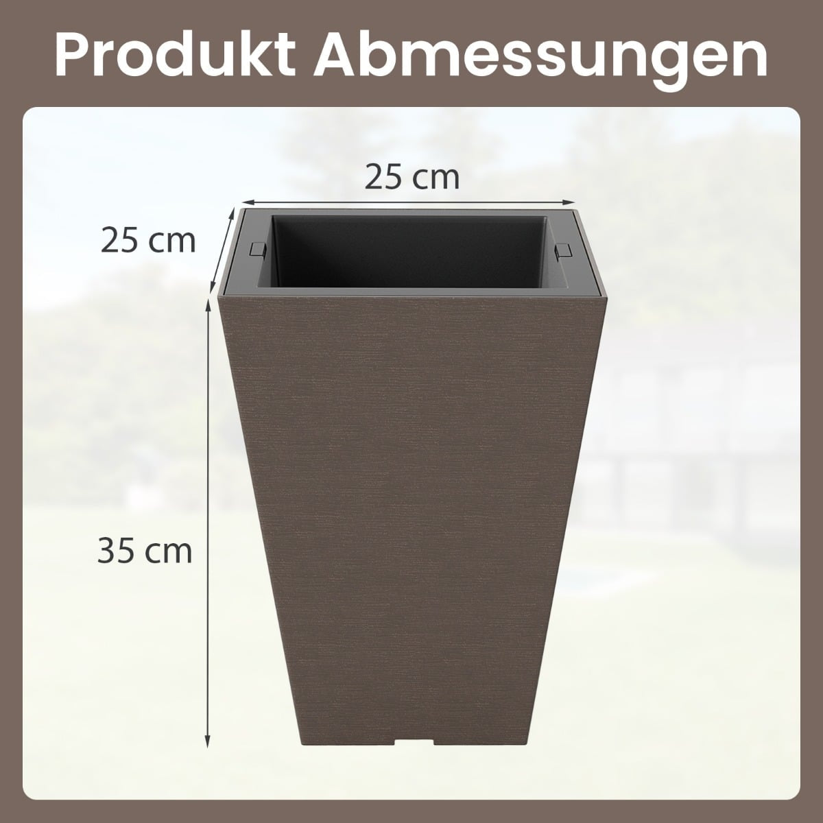 Self-Watering Planters with Drainage, Set of 2, Brown