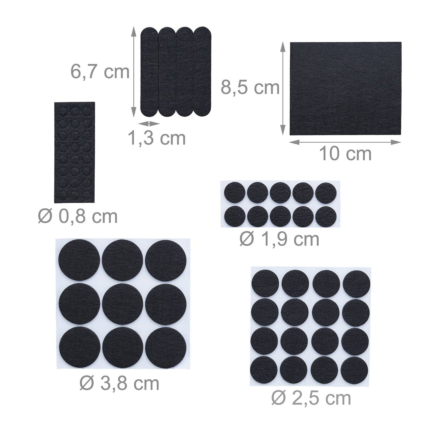 Self-adhesive felt sliders 204-pack