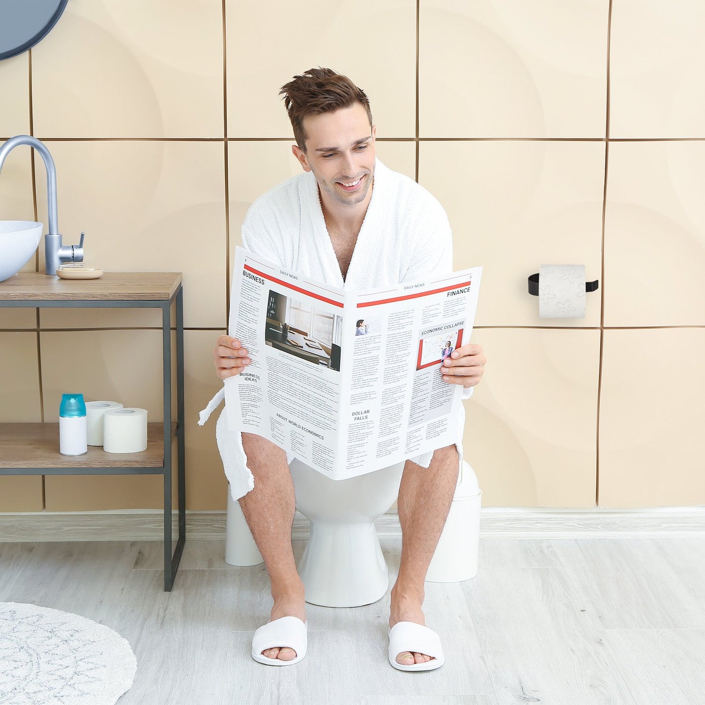 Self-adhesive toilet paper holder