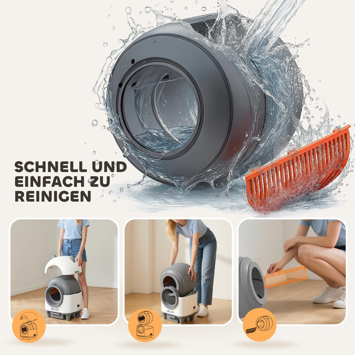 Self-Cleaning Cat Litter Box with App Control, 80L Capacity