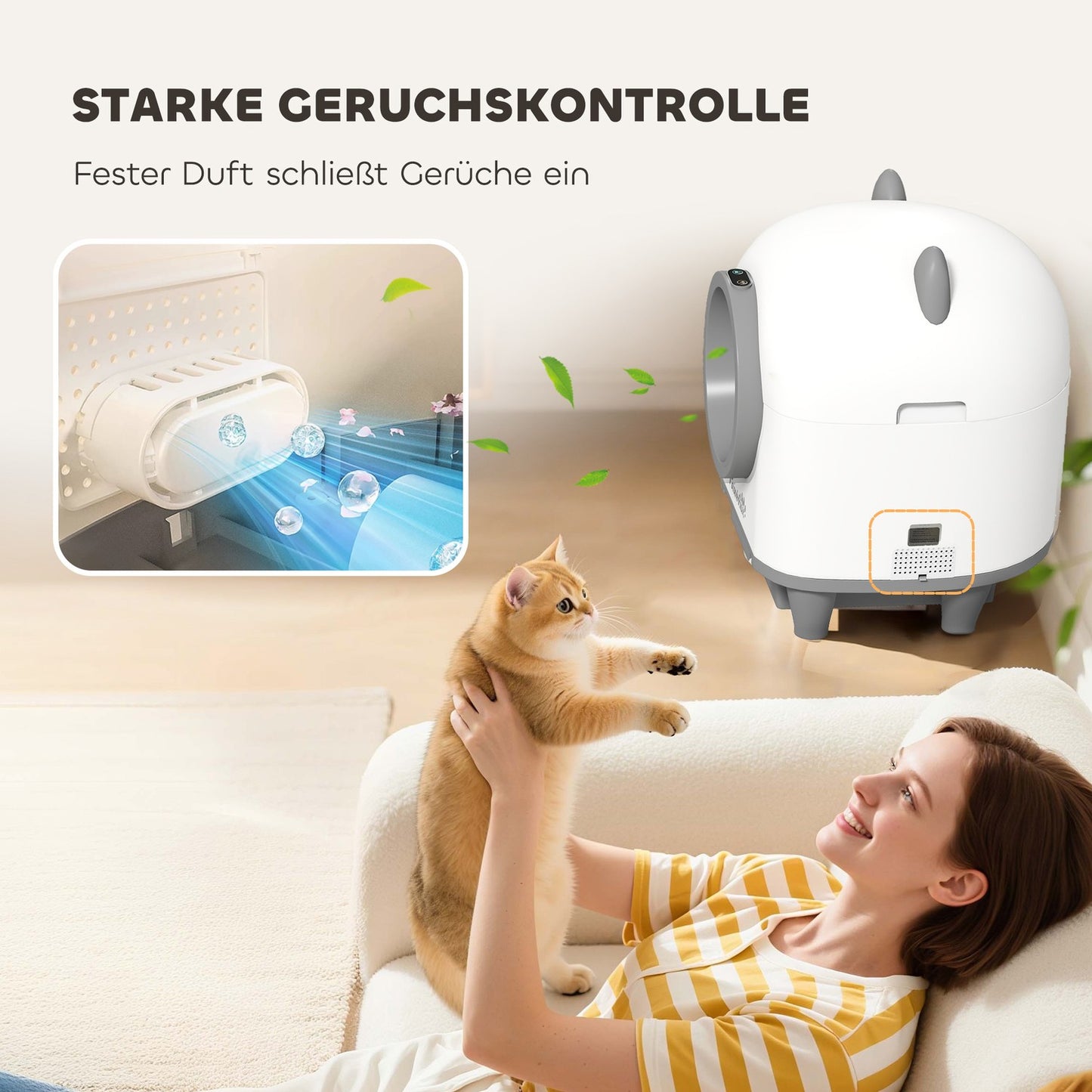 Self-Cleaning Cat Litter Box with App Control, 80L Capacity