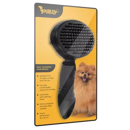 Self-cleaning fur brush