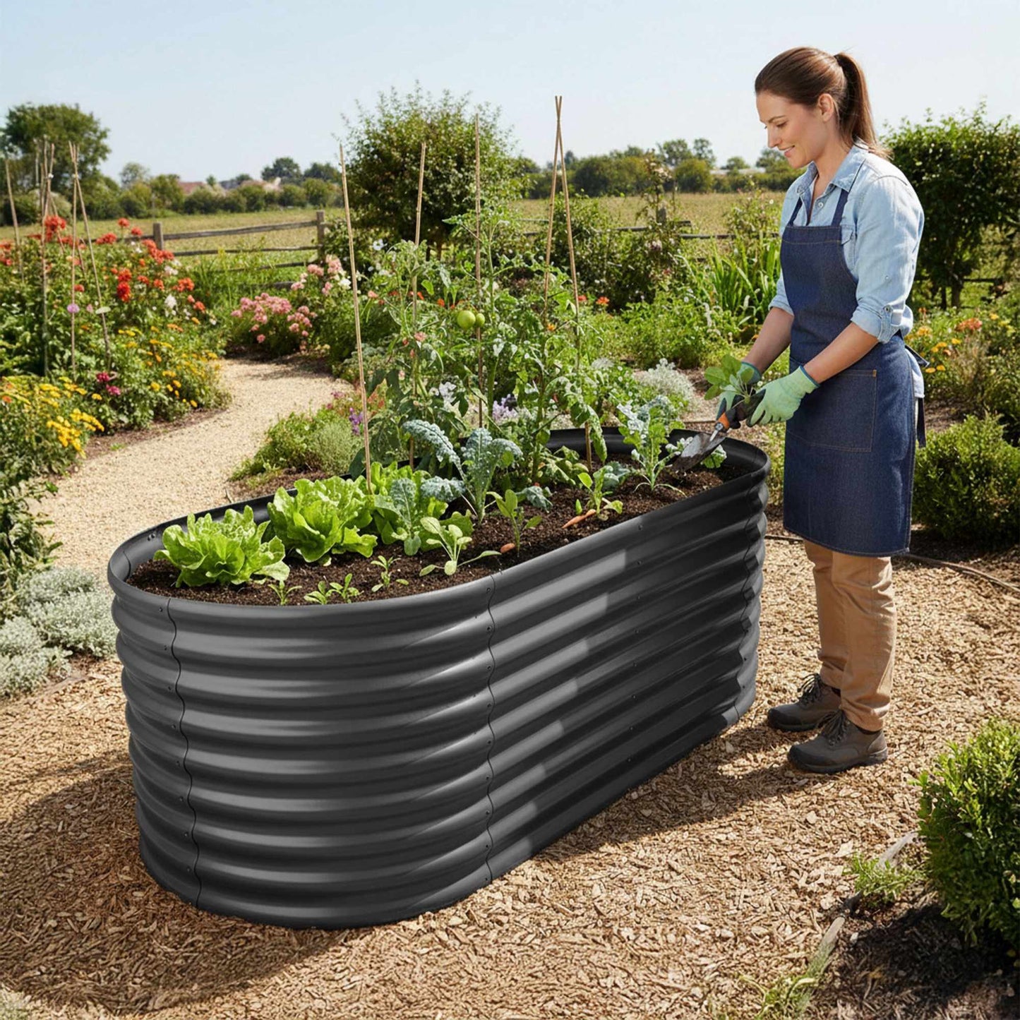 Semicircular Galvanized Metal Raised Garden Bed