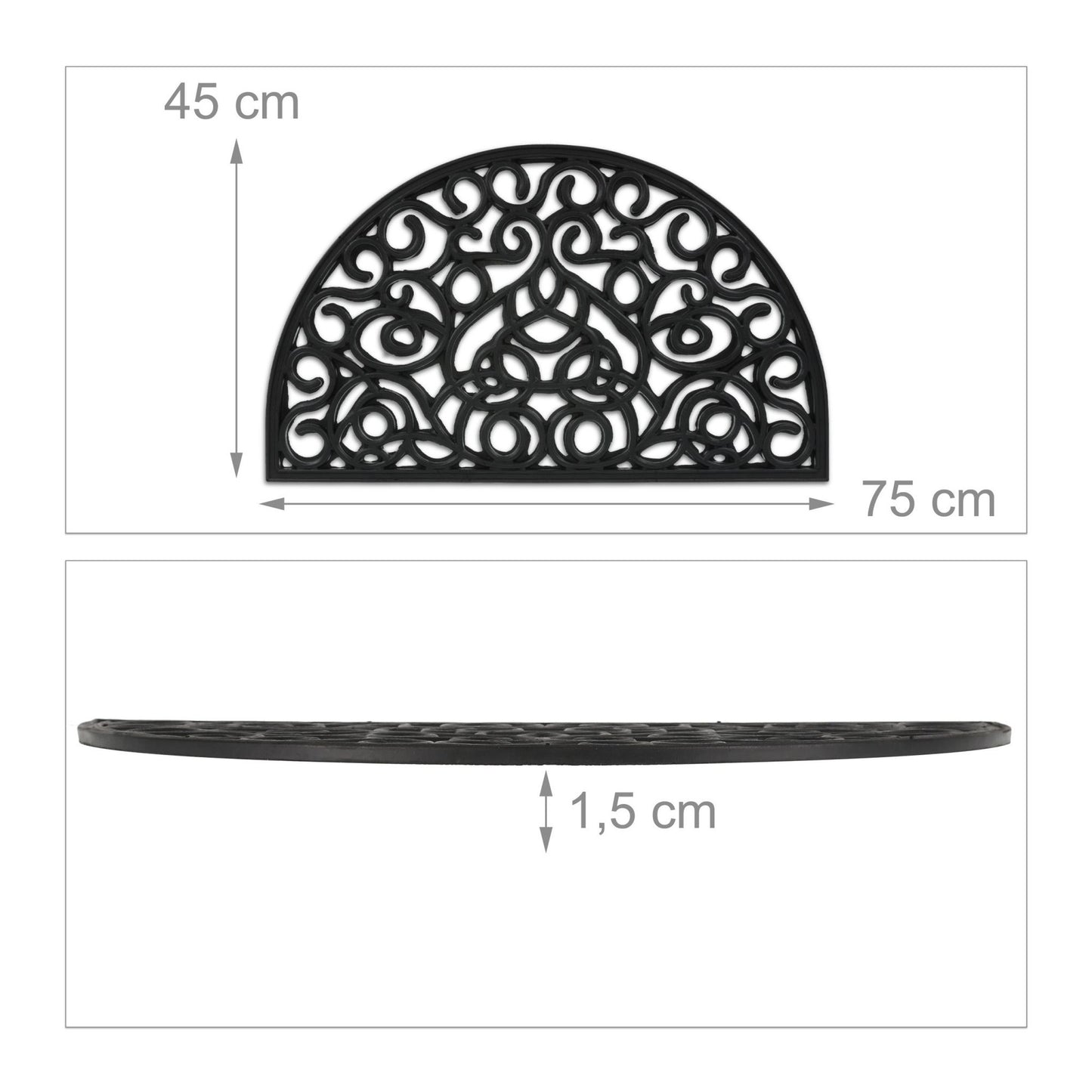Semi-circular rubber door mat