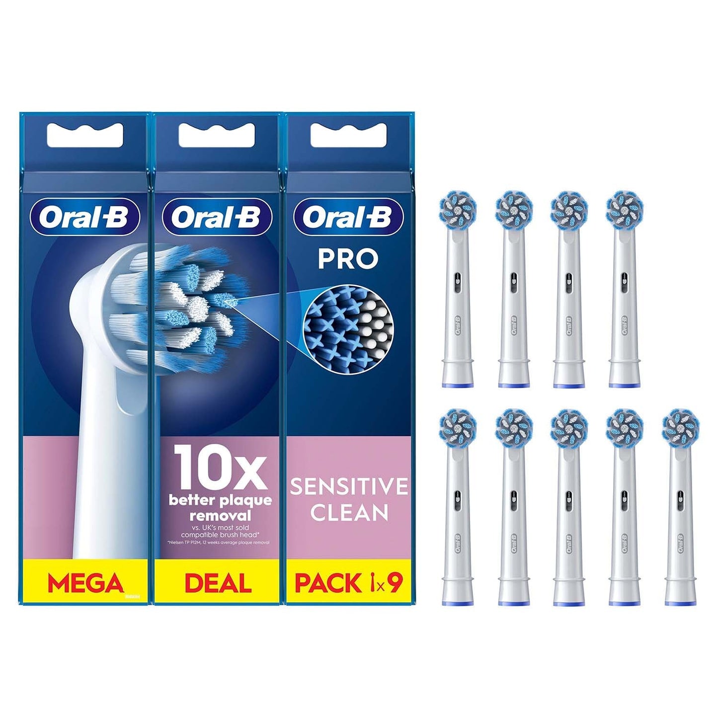 Sensitive Clean & Care Toothbrush Heads, 9-Pack