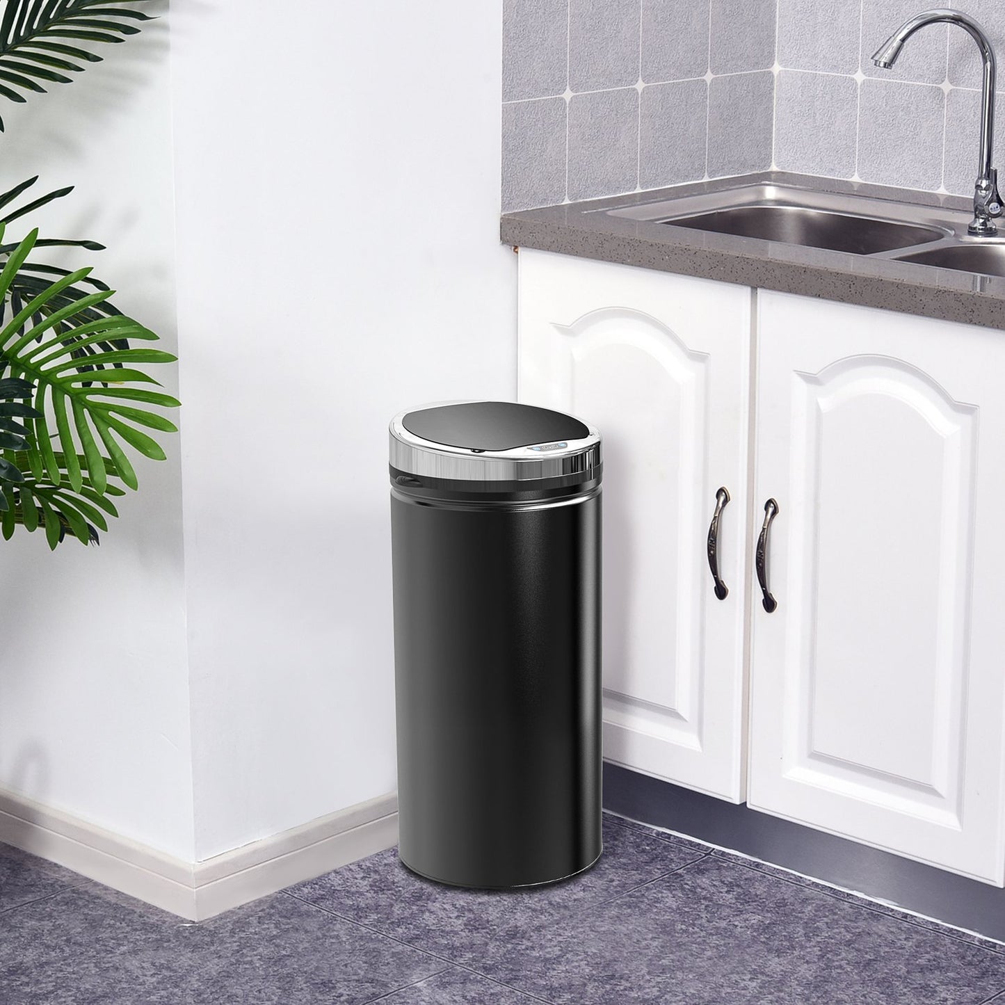 Electric sensor waste bin 42L – Matt black steel