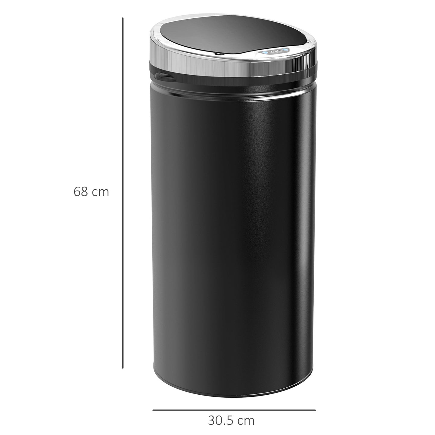 Electric sensor waste bin 42L – Matt black steel
