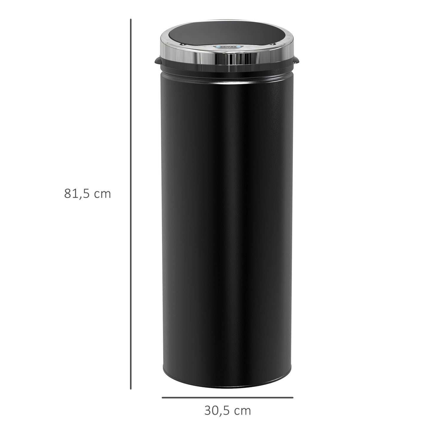 Automatic sensor waste bin, 50L, black stainless steel